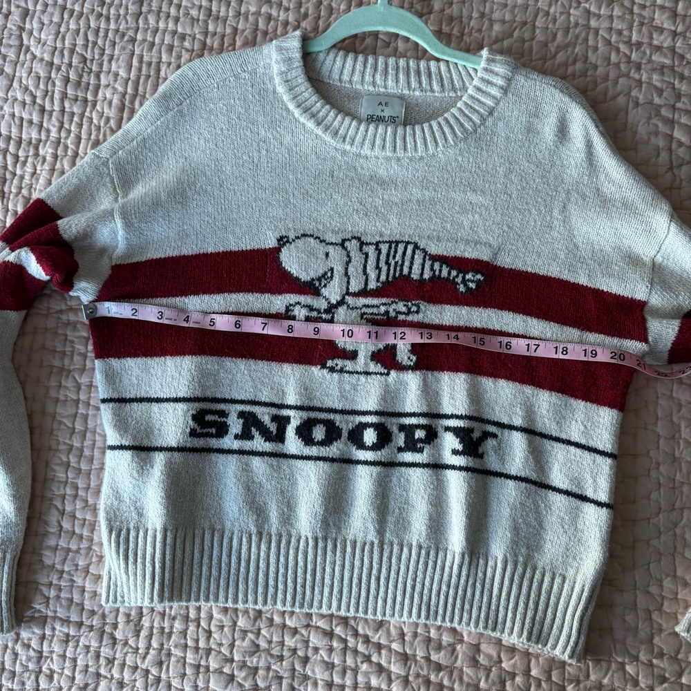 AE x Peanuts Snoopy Striped Knit Sweater - Cream & Red - Picture 2 of 6
